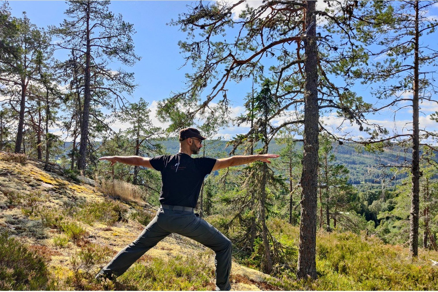 Pierpaolo Letizia in warrior pose, Jämtland forest, Sweden